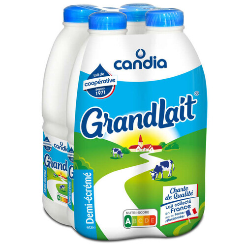 Grandlait Lait Demi-Écrémé, Stérilisé Uht, Maxi Format 4 x 1,5l