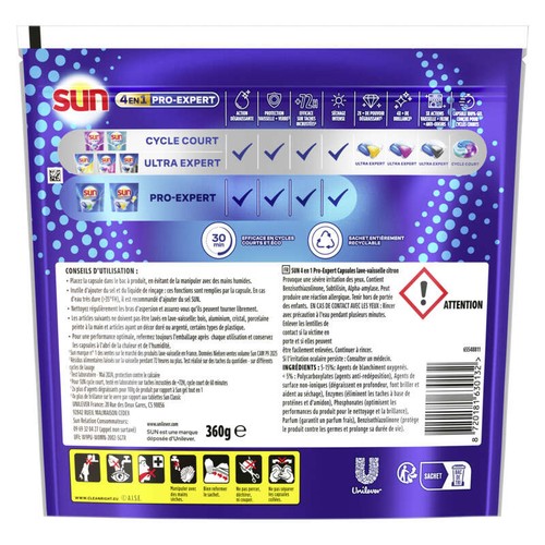 Sun Pro-Expert Capsules Lave-Vaisselle Citron x 24