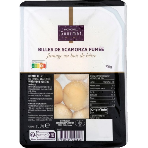 Monoprix Gourmet Billes de scamorza Fumée 200g