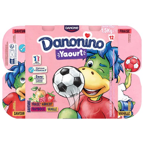 Danonino Yaourt aux Fruits Aromatisé avec paille 12x125g