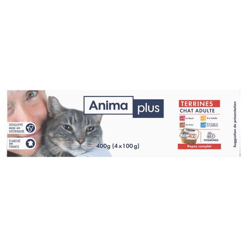Casino Animplus Terrines Viandes & Poisson Chat Adulte 4x100g