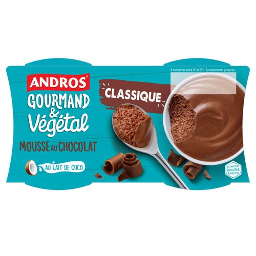 Andros Gourmand Mousse Au Chocolat Au Lait De Coco 4x55g