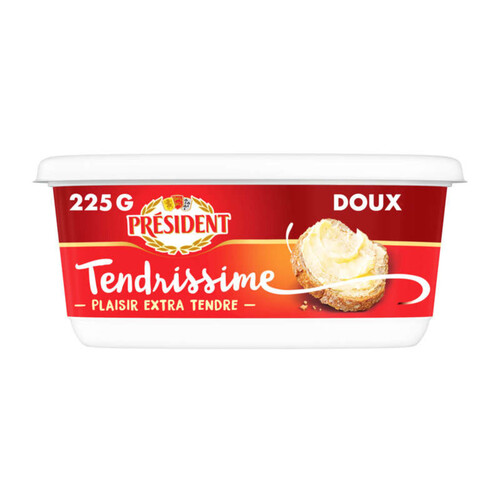 Président Beurre Tendrissime doux 70% MG Beurrier 225g