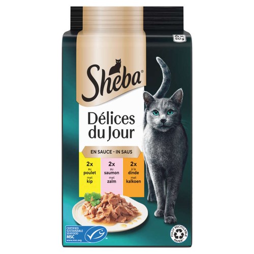 Sheba Délices du Jour en sauce au Poulet et saumon 6x50g