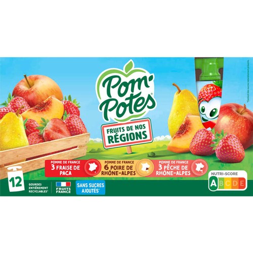 Pom'Potes Compote Gourdes Multivariétés de nos Régions 12x90g