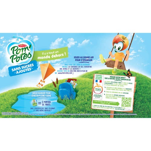 Pom'Potes Pomme Nature sans Sucre Ajouté 12x90g