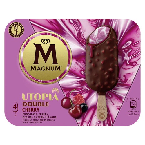 Magnum Glace Bâtonnet Double Fruits Rouges x4 284g