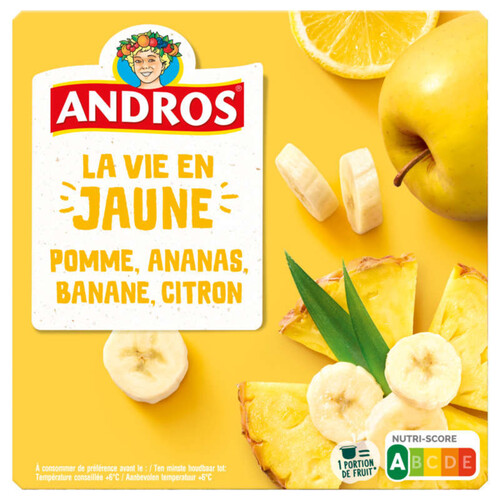 Andros La Vie en Jaune compote pomme ananas banane citron 4x100g