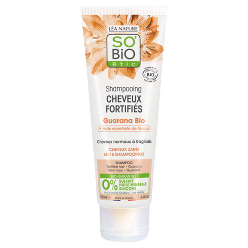 SO'BiO Étic Shampooing Cheveux Fortifiés au Guarana Bio 250ml