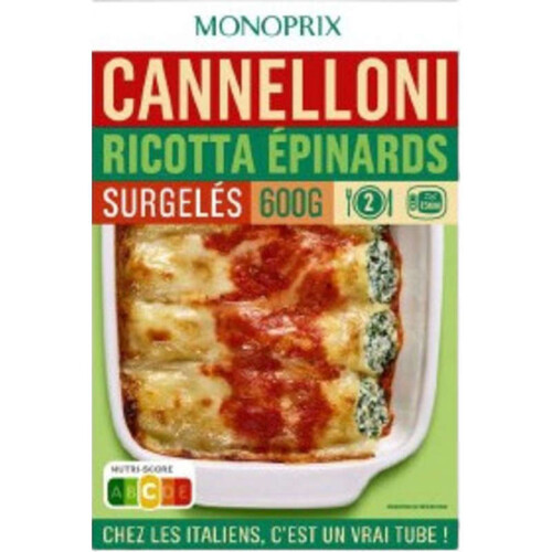 Monoprix cannelloni ricotta épinards 600g