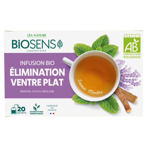 Biosens Infusion Élimination Ventre Plat Saveur Menthe 20 Bio Sachets