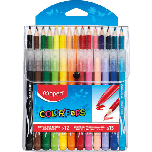 Maped 12 feutres + 15 crayons de couleur Color'Peps..