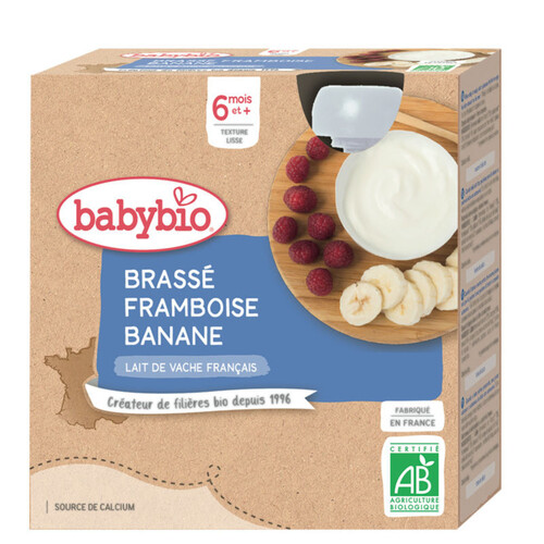 [Par Naturalia]  Babybio Brassé Framboise Banane, Dès 6 Mois 4 x 85G