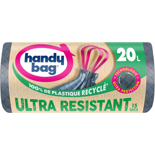 Handy Bag Sacs Poubelle À Poignées Coulissantes Ultra Résistant 20L X15