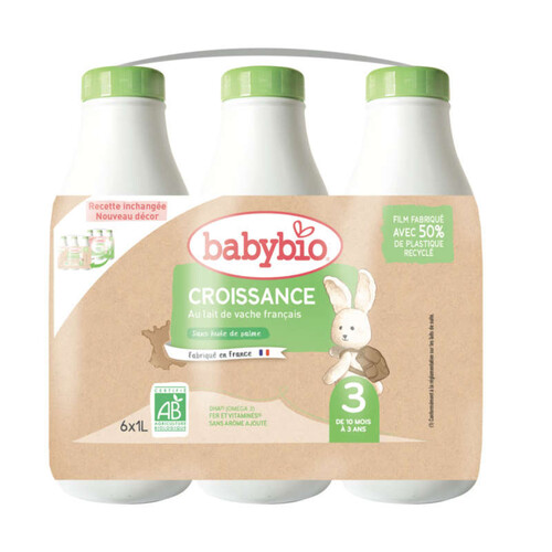 [Par Naturalia]  Babybio BB Croissance Lait Liquide dès 10 mois 6 x 1L