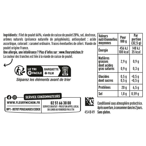 Fleury Michon tendre poulet goût rôti x4 tranches 130g