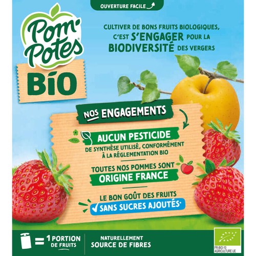 Pom'Potes Compote Fraise Pomme Bio Le Pack De 4x90g