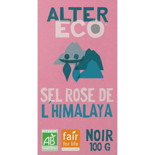 Alter Eco Chocolat Noir D'Equateur Au Sel Rose De L'Himalaya, Bio 100G