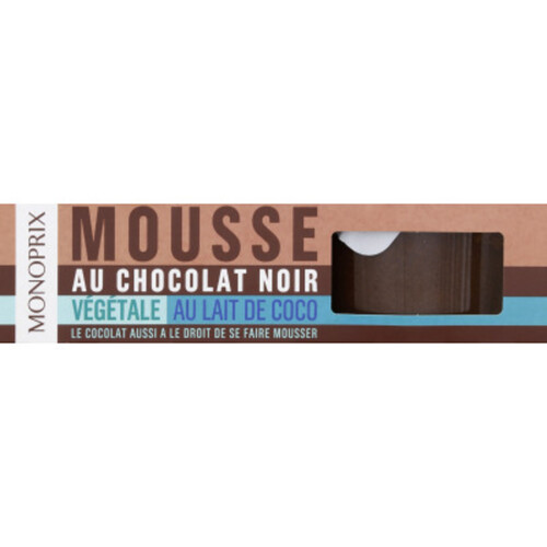 Monoprix Mousse au Chocolat Noir Végétale au Lait de Coco 2*70g