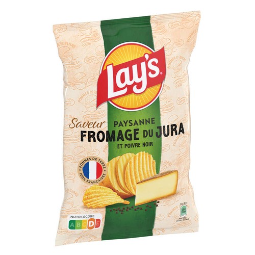 Lay's Chips Paysanne Saveur Fromage du Jura et Poivre Noir 120g