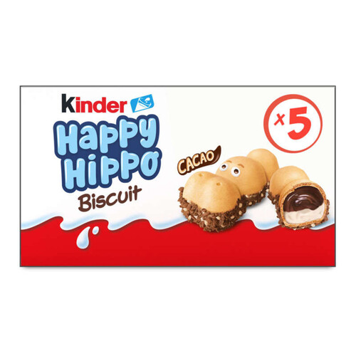 Kinder Happy Hippo Biscuits et cacao 5 sachets fraîcheur 105g