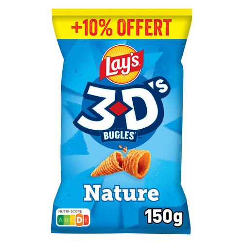 Lay's 3D's Biscuits Apéritifs Nature 150g + 10% Offert