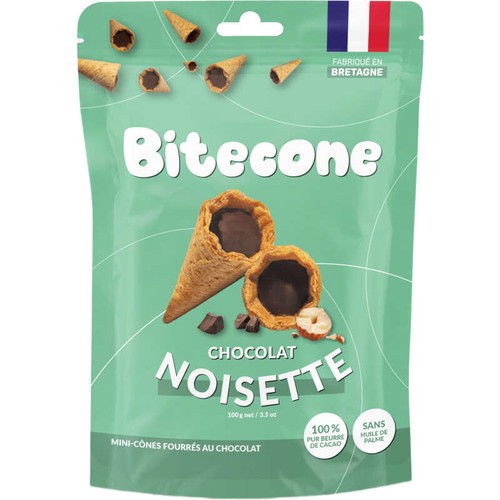 Bitecone Mini cônes fourrés au chocolat noisette 100g