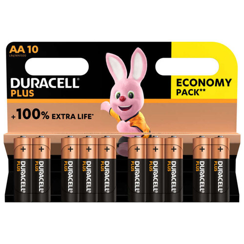 Duracell plus piles alcalines AA lot de 10 piles