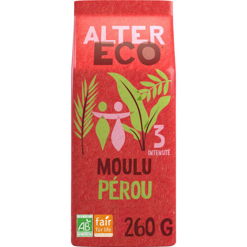 Alter Eco Café Moulu Pur Arabica Du Pérou, Intensité 2, Bio 260G