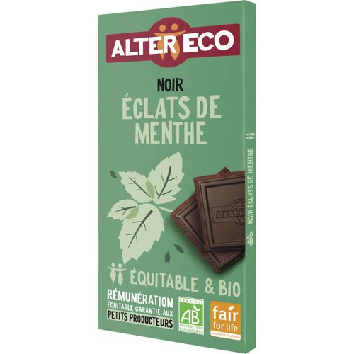 Alter Eco Chocolat Noir aux Éclats de Menthe Bio 100g