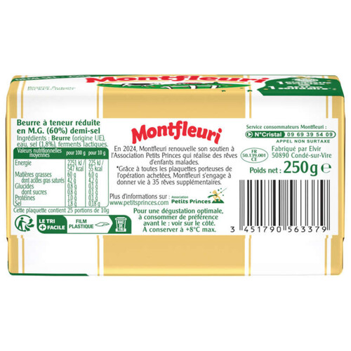 Montfleuri beurre demi-sel allégé 60%mg plaquette 250g