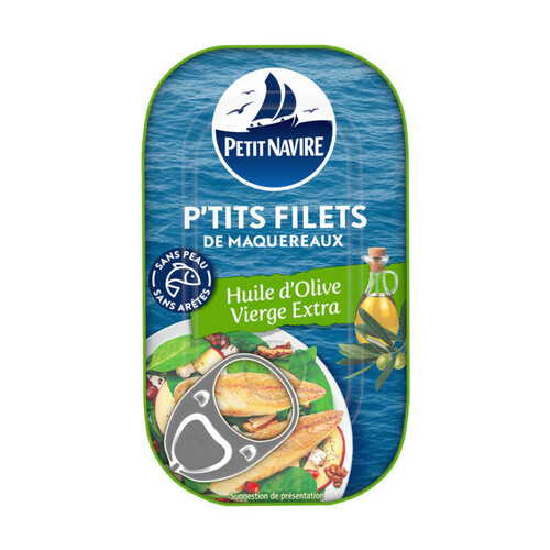 Petit Navire P'Tits Filets de Maquereaux Huile d'Olive Vierge Extra 90g