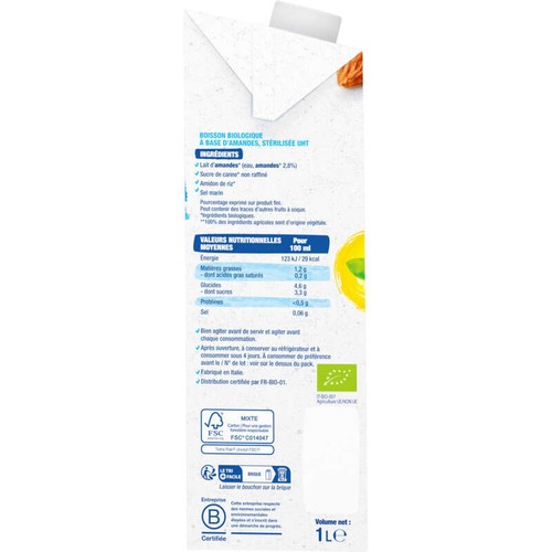 Bjorg Lait d'Amande Bio 1L