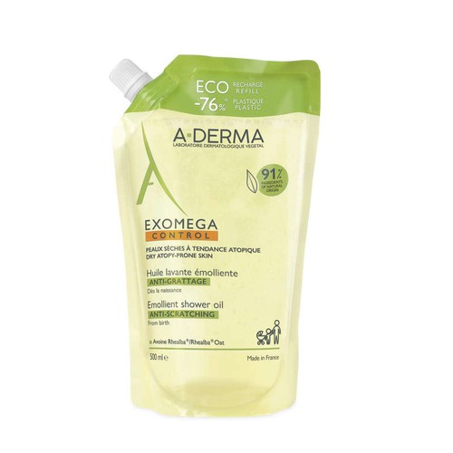 A-Derma Exomega Control Huile Lavante Émolliente Anti-Grattage Recharge 500ml