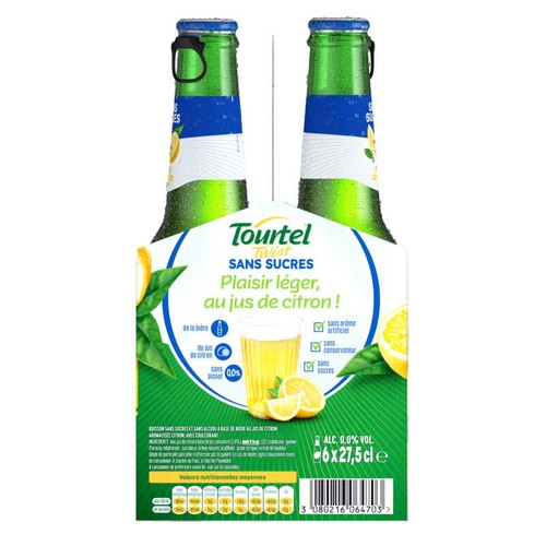 Tourtel twist sans sucre 0.0% jus de citron 6x27,5cl