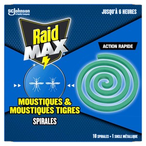 Raid Max Spirales Moustiques & Moustiques Tigres 10 Spirales + Socle Métallique