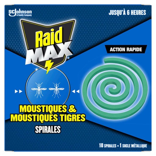 Raid Max Spirales Moustiques & Moustiques Tigres 10 Spirales + Socle Métallique