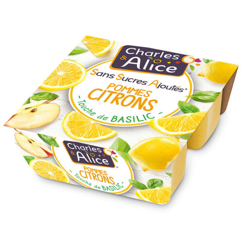 Charles & Alice Compote Pomme citron basilic sans sucres ajoutés 4x97g