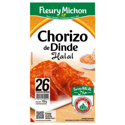 Fleury Michon Chorizo de Dinde Halal 100g
