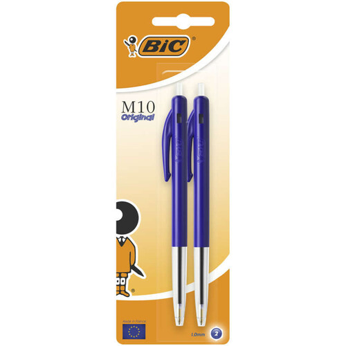 Bic Stylos-Billes Rétractables M10 Clic, Encre Bleue X2