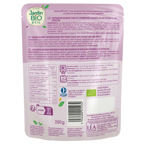Jardin Biologique Dahl Lentilles Corail Et Pois Cassés 250g