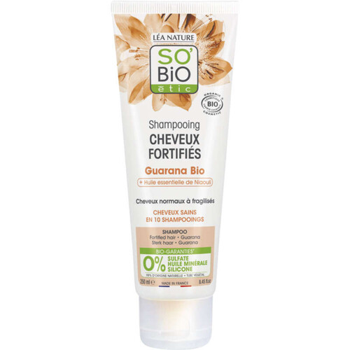 SO'BiO Étic Shampooing Cheveux Fortifiés au Guarana Bio 250ml