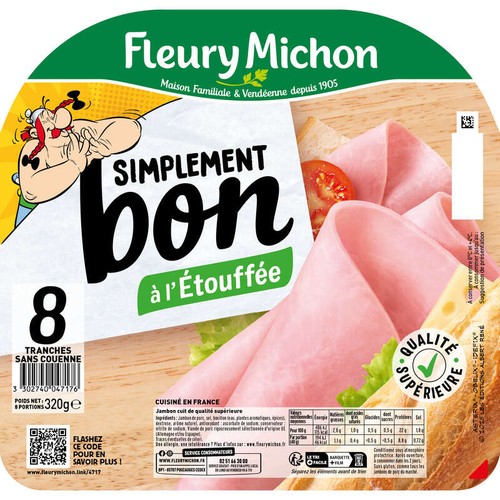 Fleury Michon Jambon simplement bon Sans couenne en tranches x8