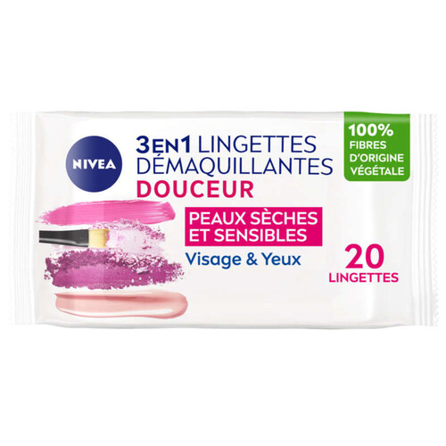 Nivea Lingettes Démaquillantes Visage & Yeux 100% Fibres Végétales x25