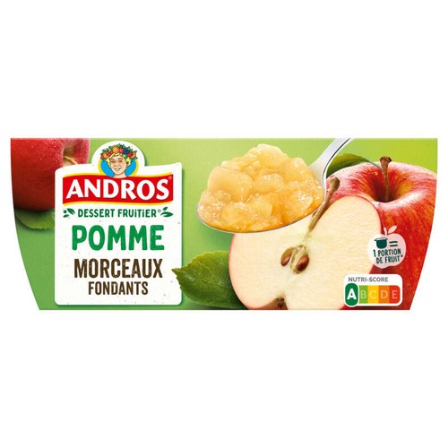 Andros Compote Pomme Morceaux fondants 4x100g 
