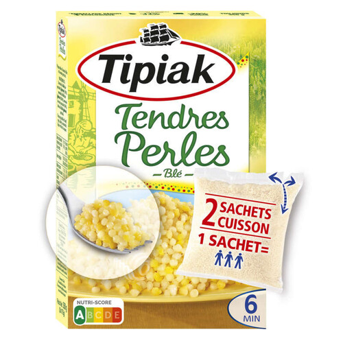 Tipiak Blé Tendres Perles Prêt en 5min Sachets Cuisson x2, 350g