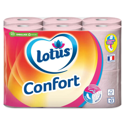 Lotus Papier Toilette Confort x12 rouleaux (blanc ou rose)