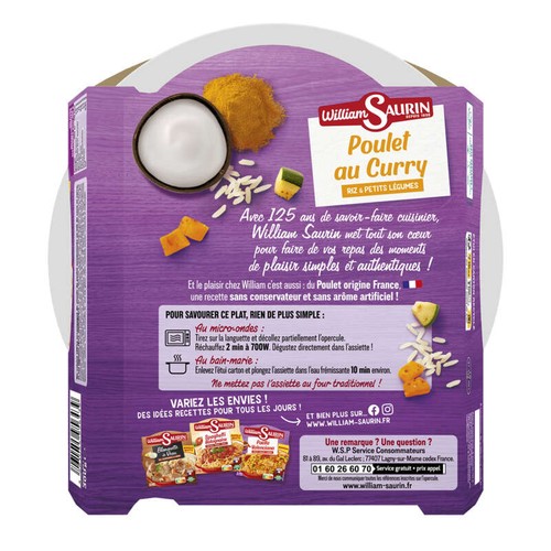 William Saurin Poulet Curry Riz Petit legumes 300g