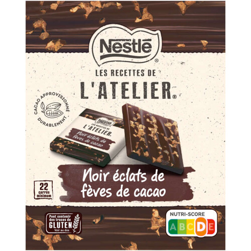 Nestlé l'Atelier Carrés Noir Eclats Fèves de Cacao 192g