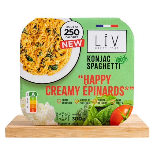 Lïv Happy food Konjac spaghetti happy creamy épinards 300g